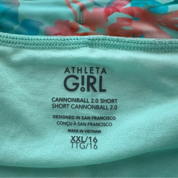 Athleta Girl size XXL 16 Aqua Floral Cannonball 2.0 Swim Shorts Swimwear Modest - Picture 4 of 4